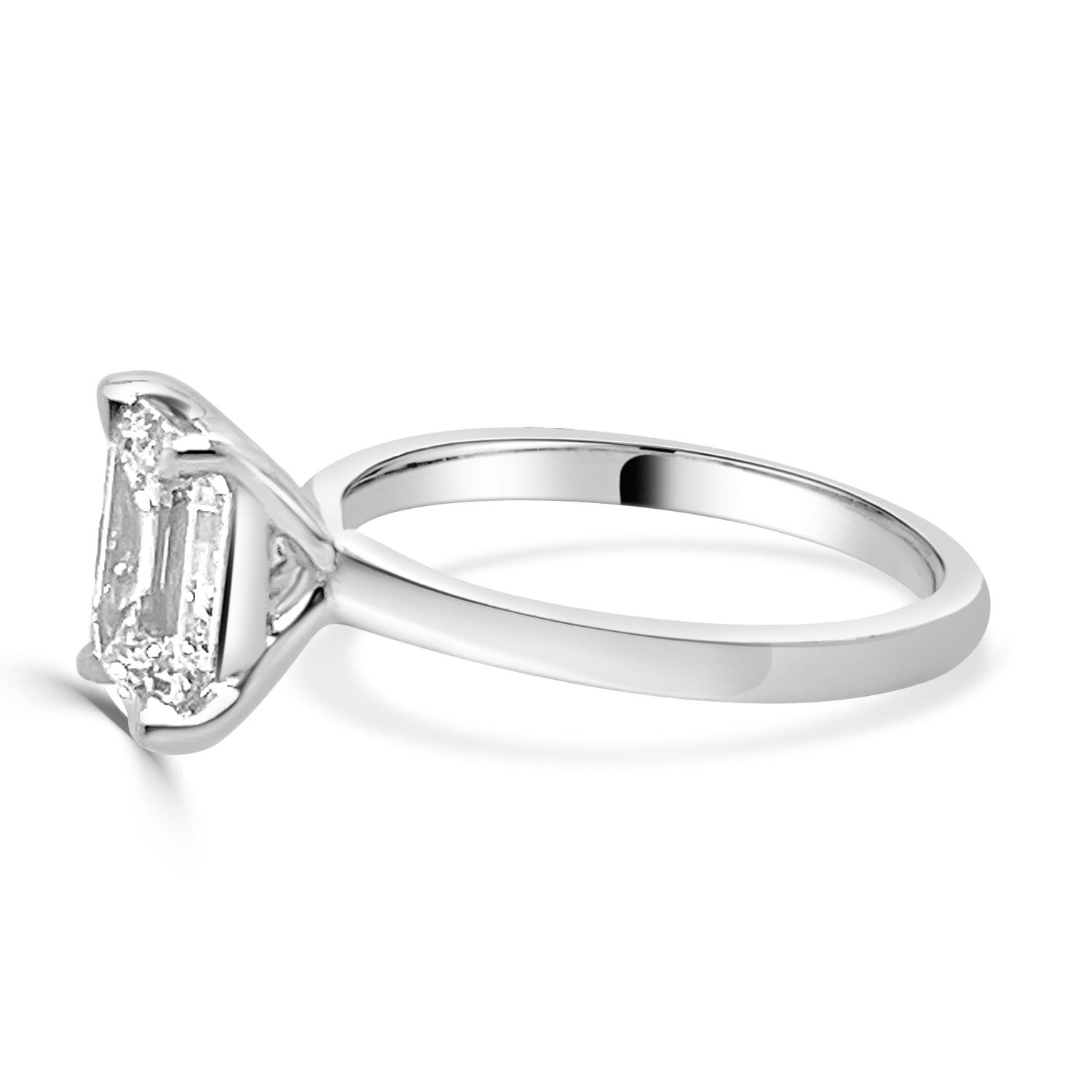 14K White Gold Emerald Shape Lab Diamond Engagement Ring - 1.27 Carats