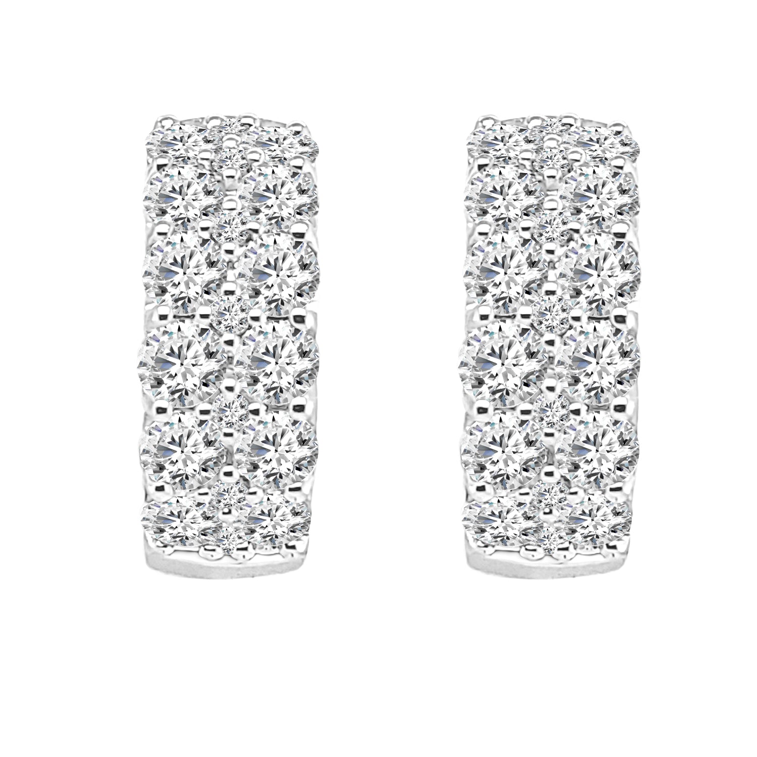 Petite Double Row 14 Karat Yellow Gold Earrings with Natural Diamond Accent - 2.00 Carats