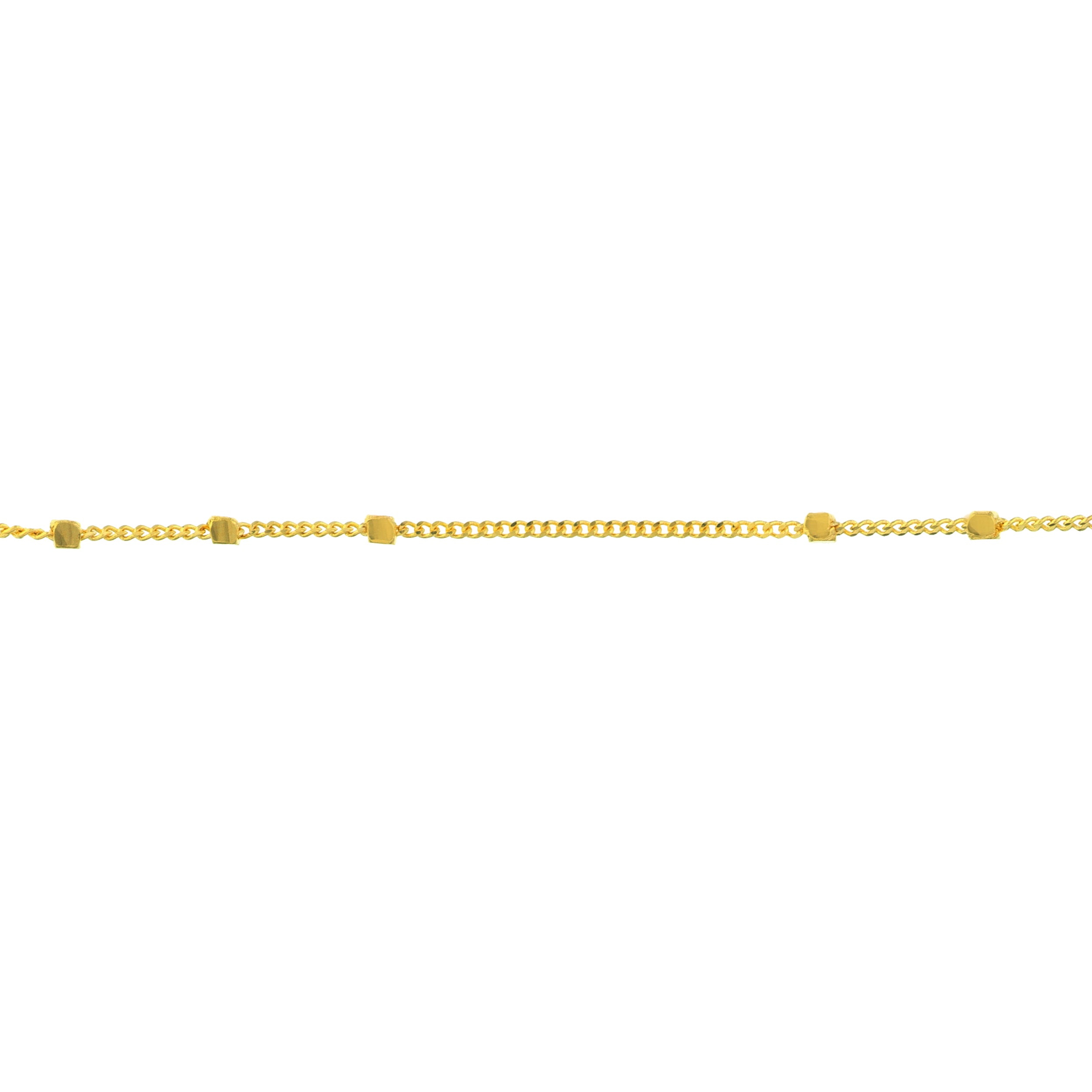 14 Karat Yellow Gold Triple Cube Saturn Station Chain