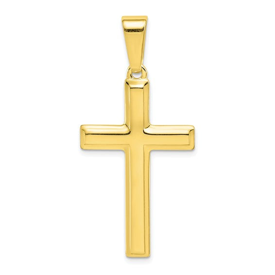 Gold-Plated Sterling Silver Necklace with Polished Cross Pendant