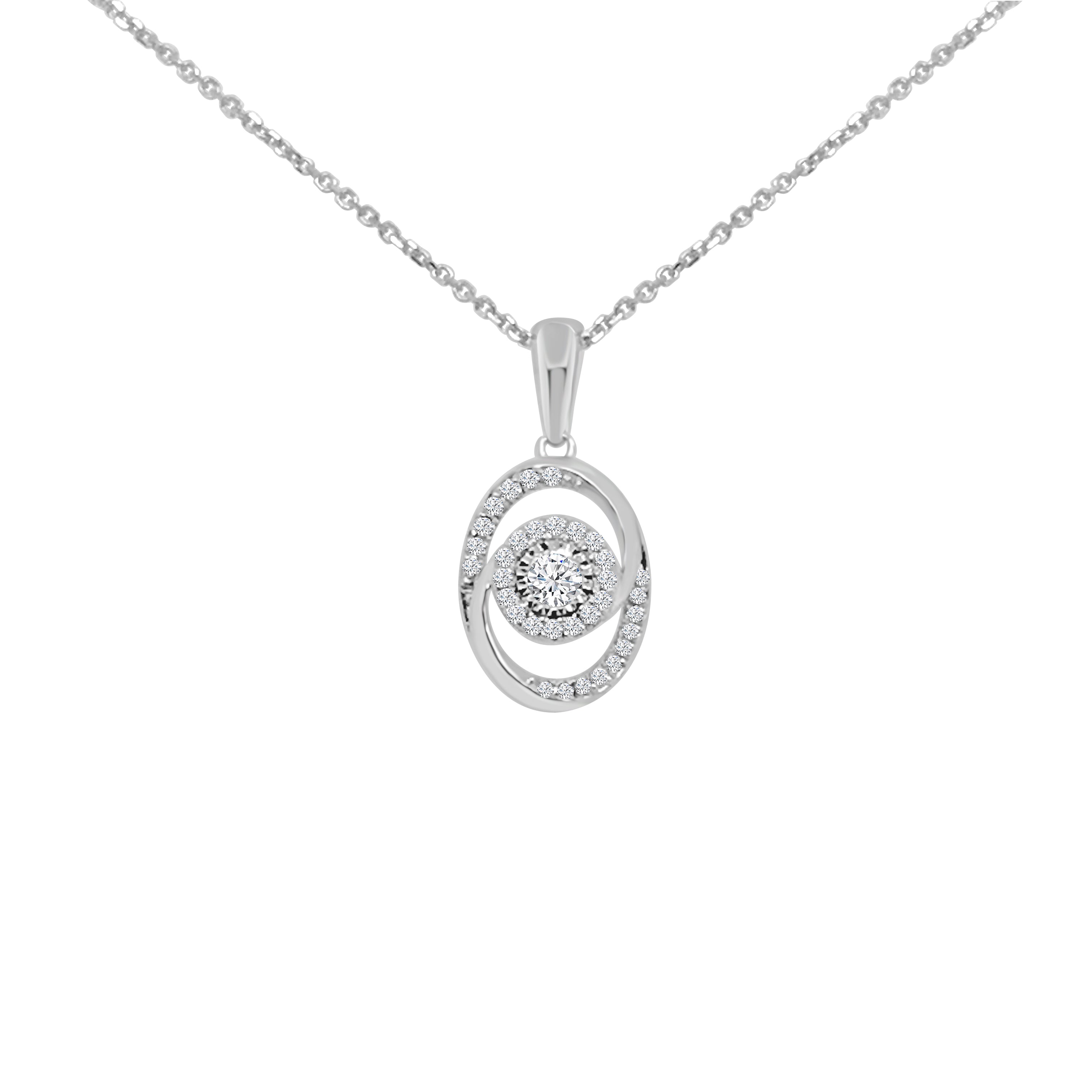 Intertwined Diamond Pendant Necklace in 10 Karat White Gold - 0.25 ct