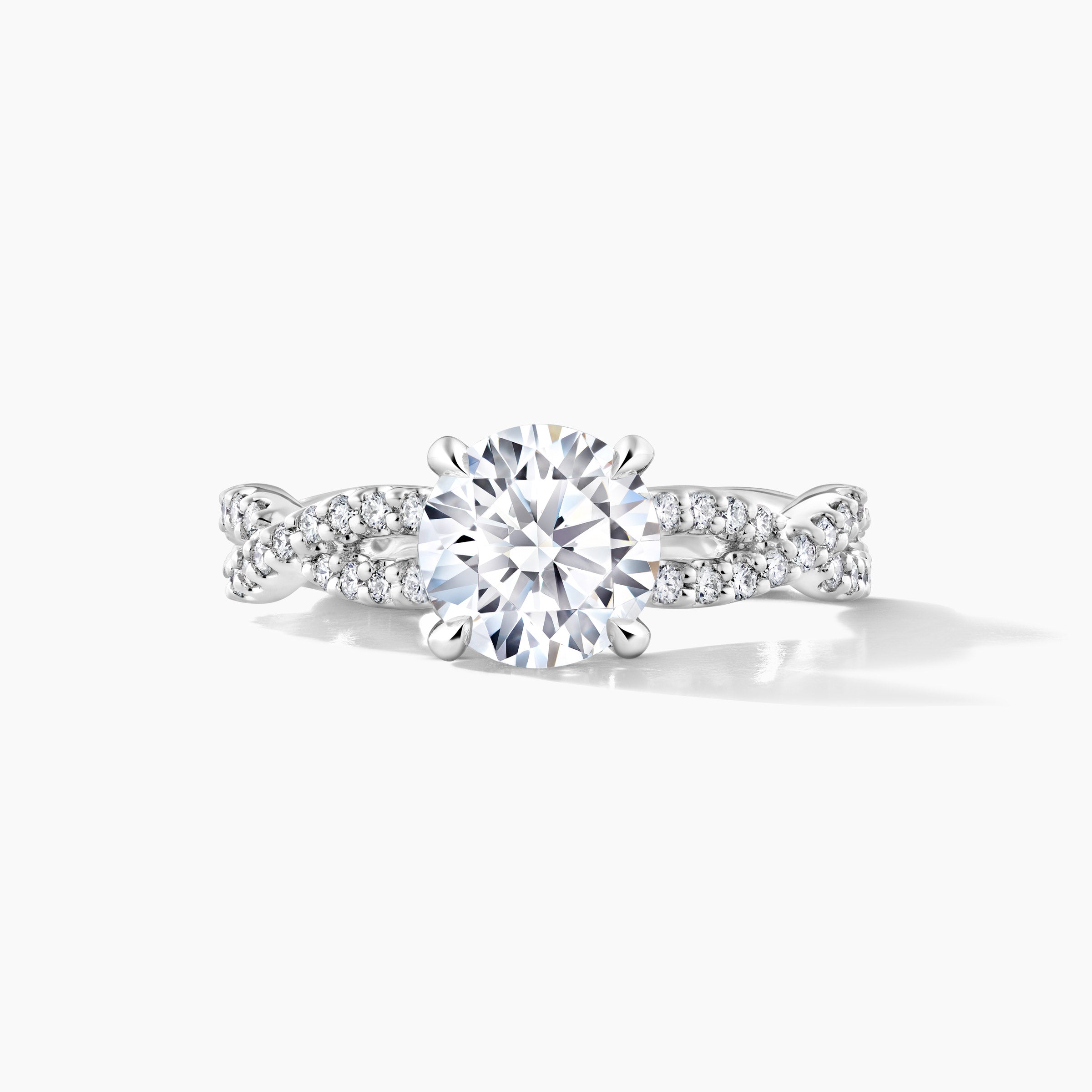 Platinum Diamond Twist Shank Engagement Mounting with Hidden Halo