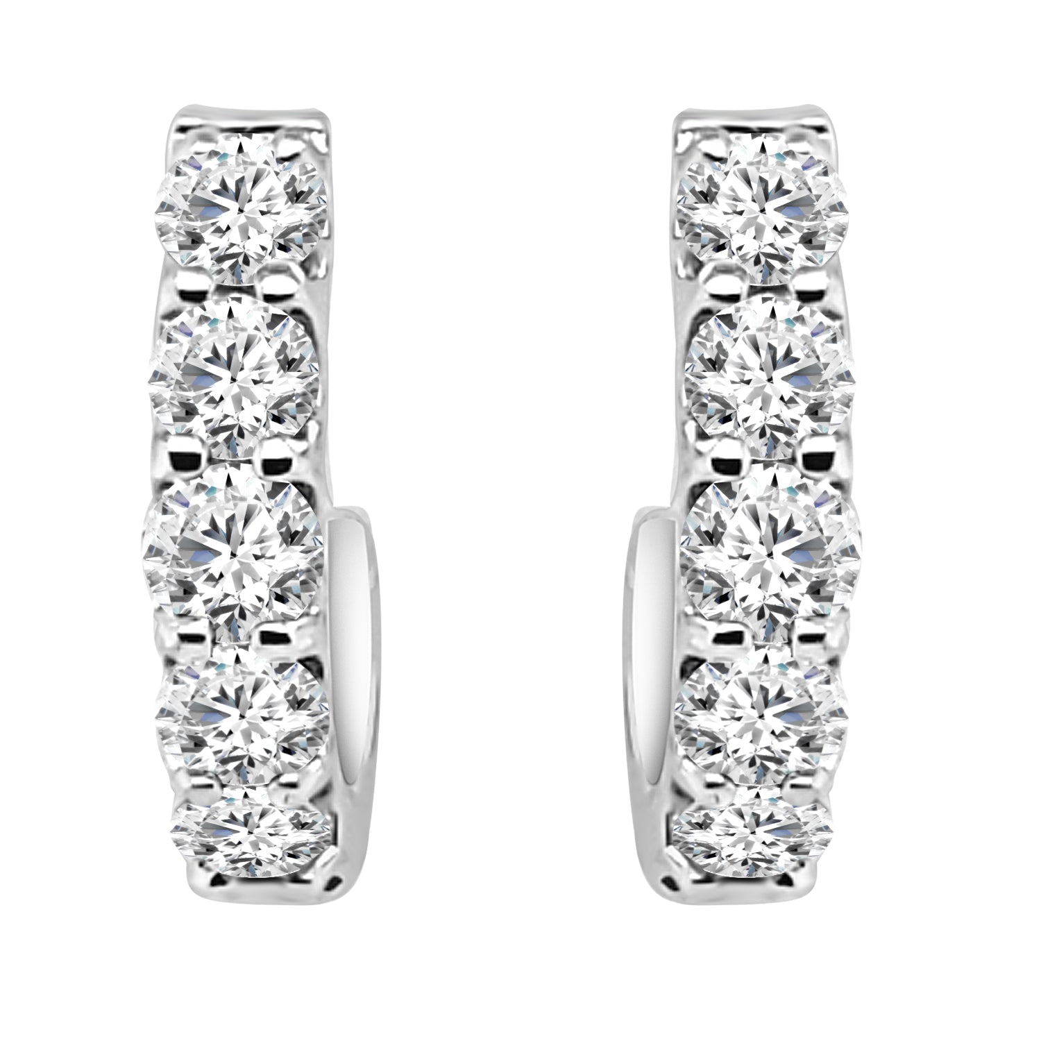 1.00 ct Natural Diamond 5-Stone Round Earrings in 14K White Gold