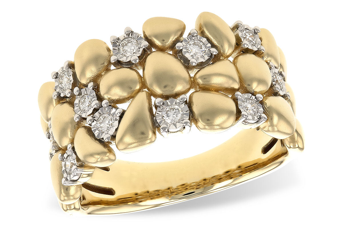 0.20 Carat Natural Diamond Yellow Gold Pebble Ring in 14 Karat Two-Tone