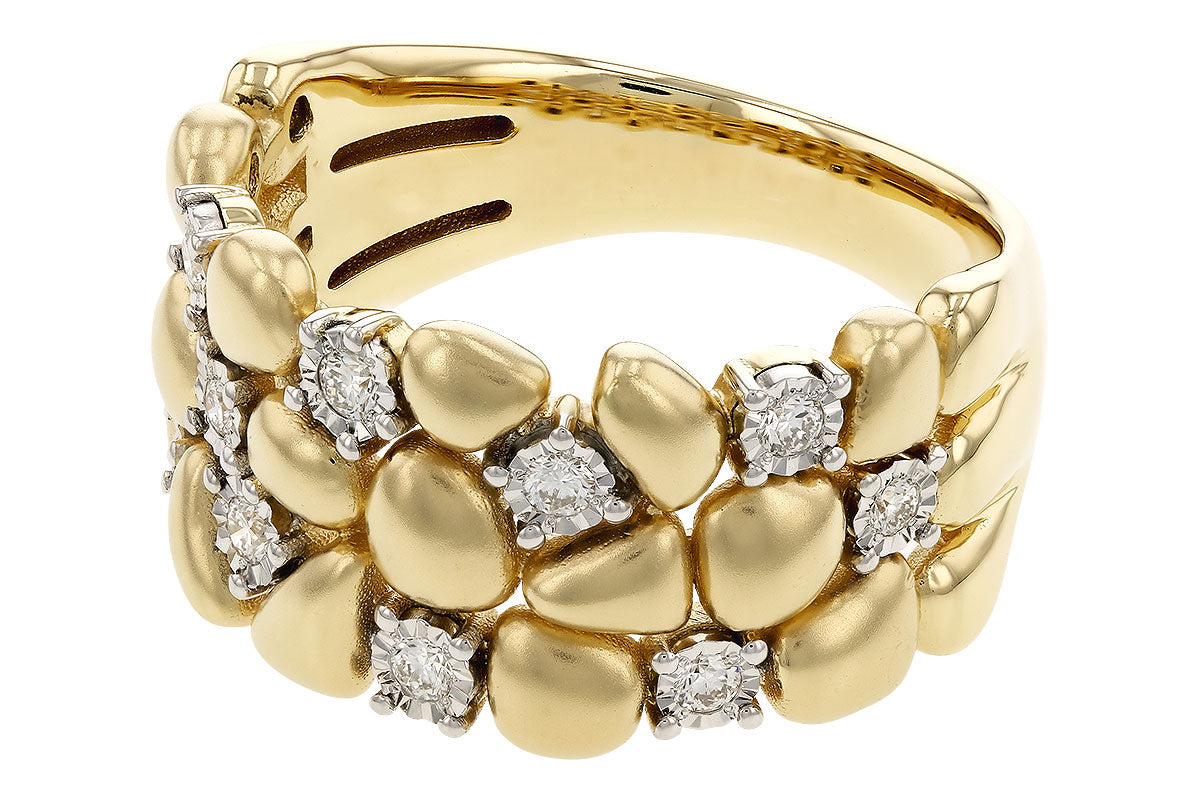 0.20 Carat Natural Diamond Yellow Gold Pebble Ring in 14 Karat Two-Tone