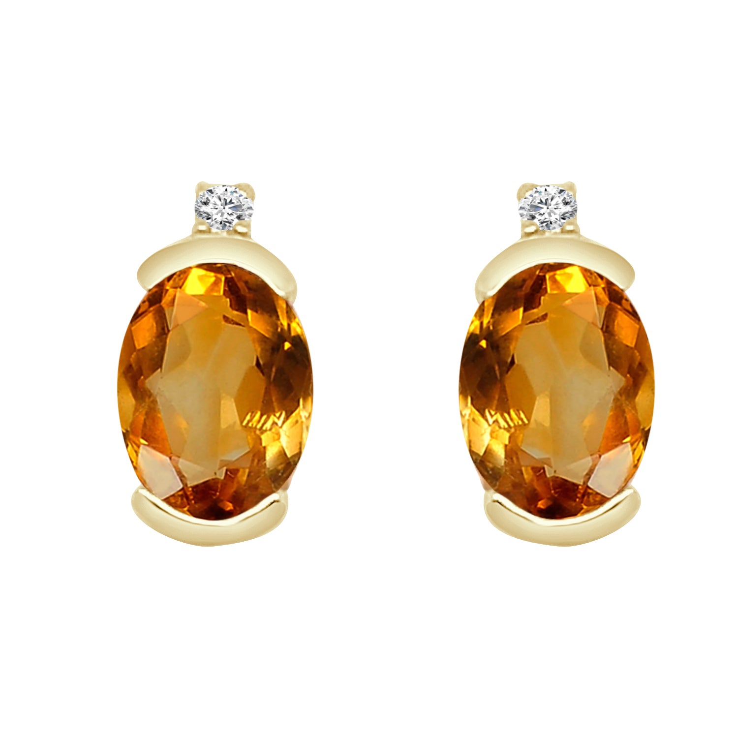 Oval Citrine Earrings in 14 Karat Yellow Gold