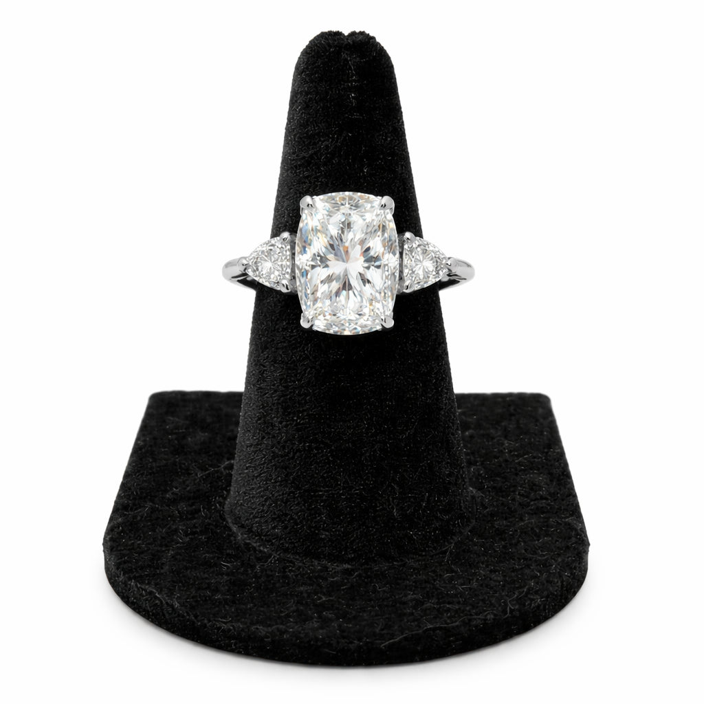 14K White Gold Lab Diamond Cushion Shape Engagement Ring - Size 4