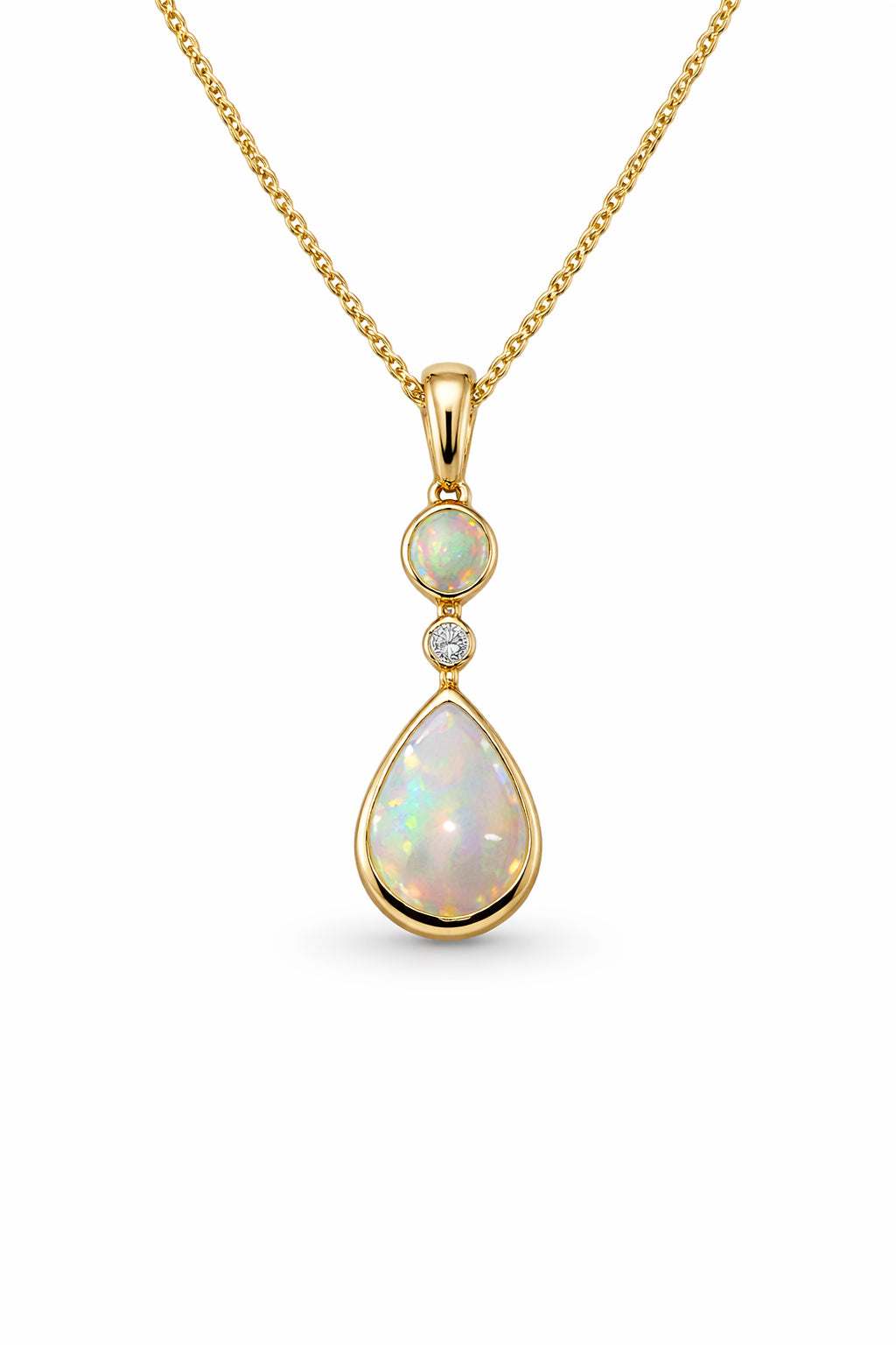 Opal Pendant Necklace in 14 Karat Yellow Gold - 0.50 Carat