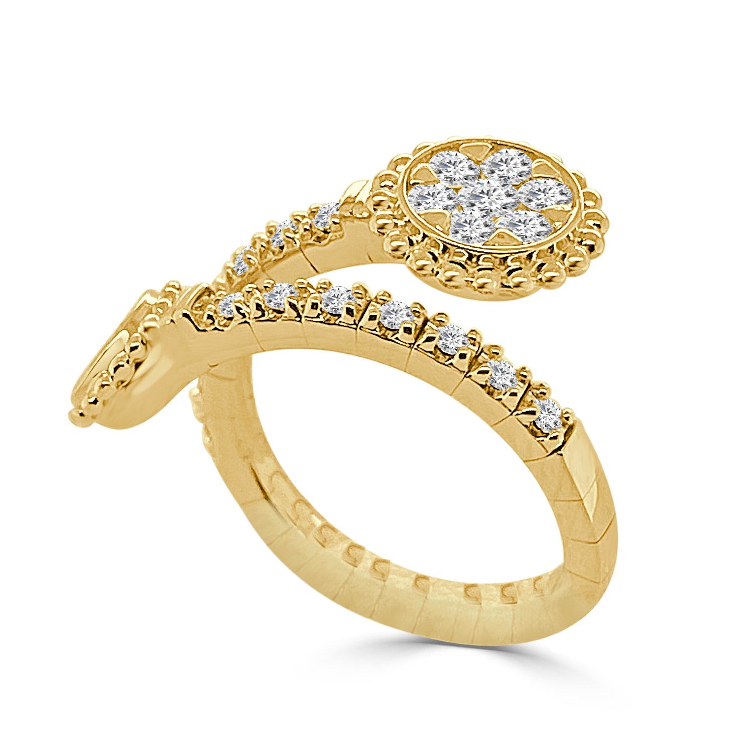 18K Yellow Gold Round Open Flex Diamond Ring (0.55 ct)