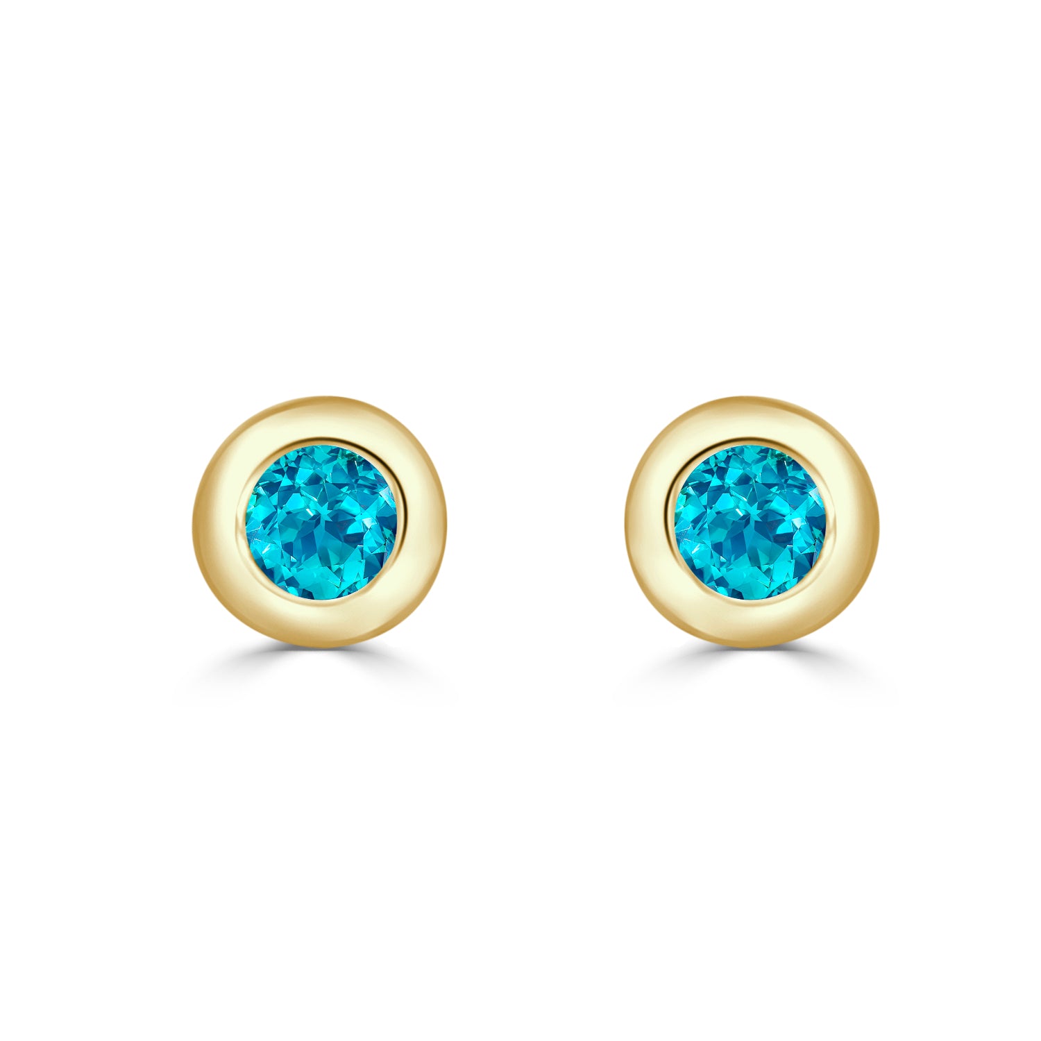 14 Karat White Gold Bezel Set Blue Topaz Earrings (0.25 ct)