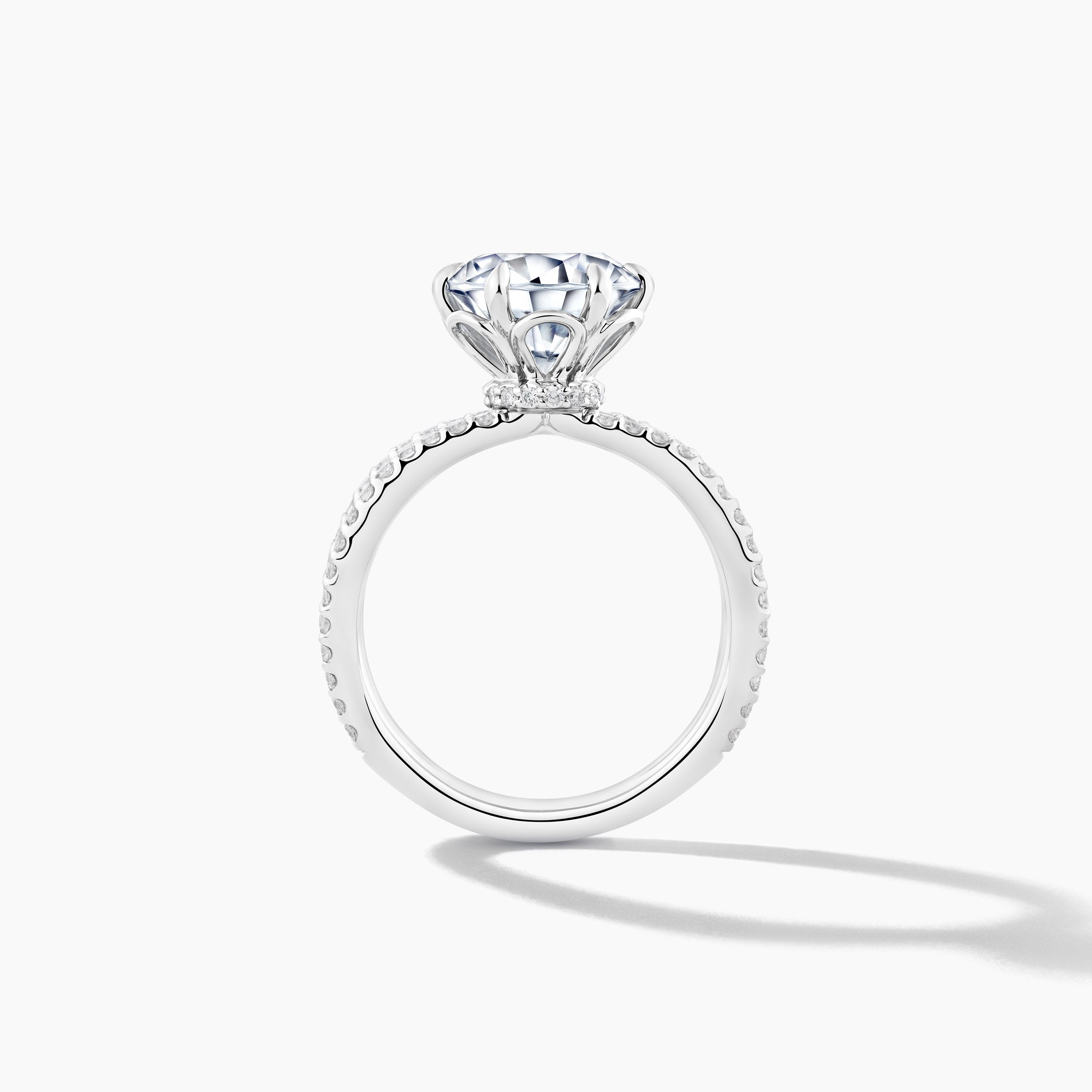 Platinum Split Shank Engagement Mounting with SMP 3-Row Diamond Bands