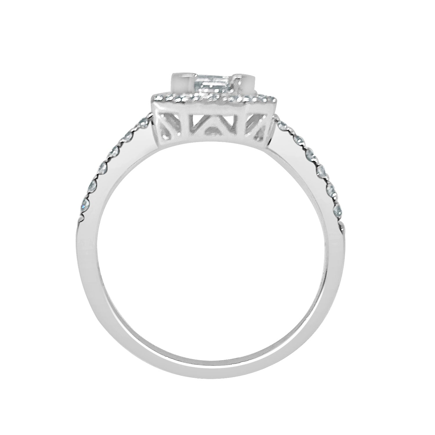 0.50 Carat Natural Diamond Mosaic Engagement Ring in 14 Karat White Gold