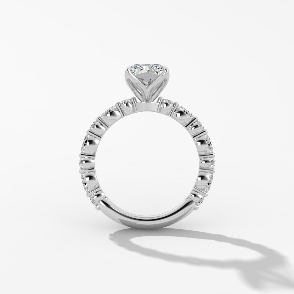 Platinum Marquise and Round Brilliant Cut Shank Engagement Ring