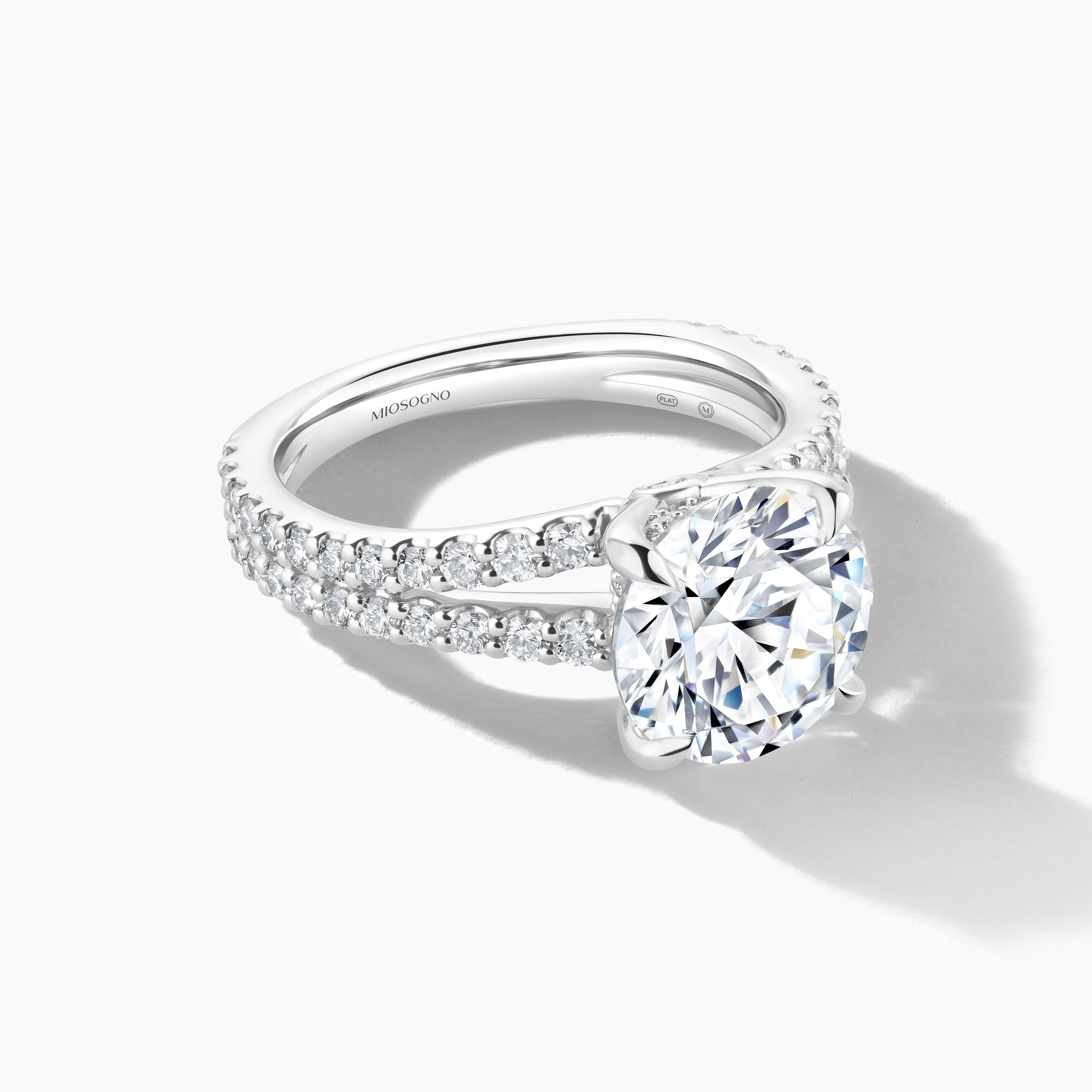 Platinum Diamond Bridge Engagement Mounting with Peek-a-boo Diamond Band