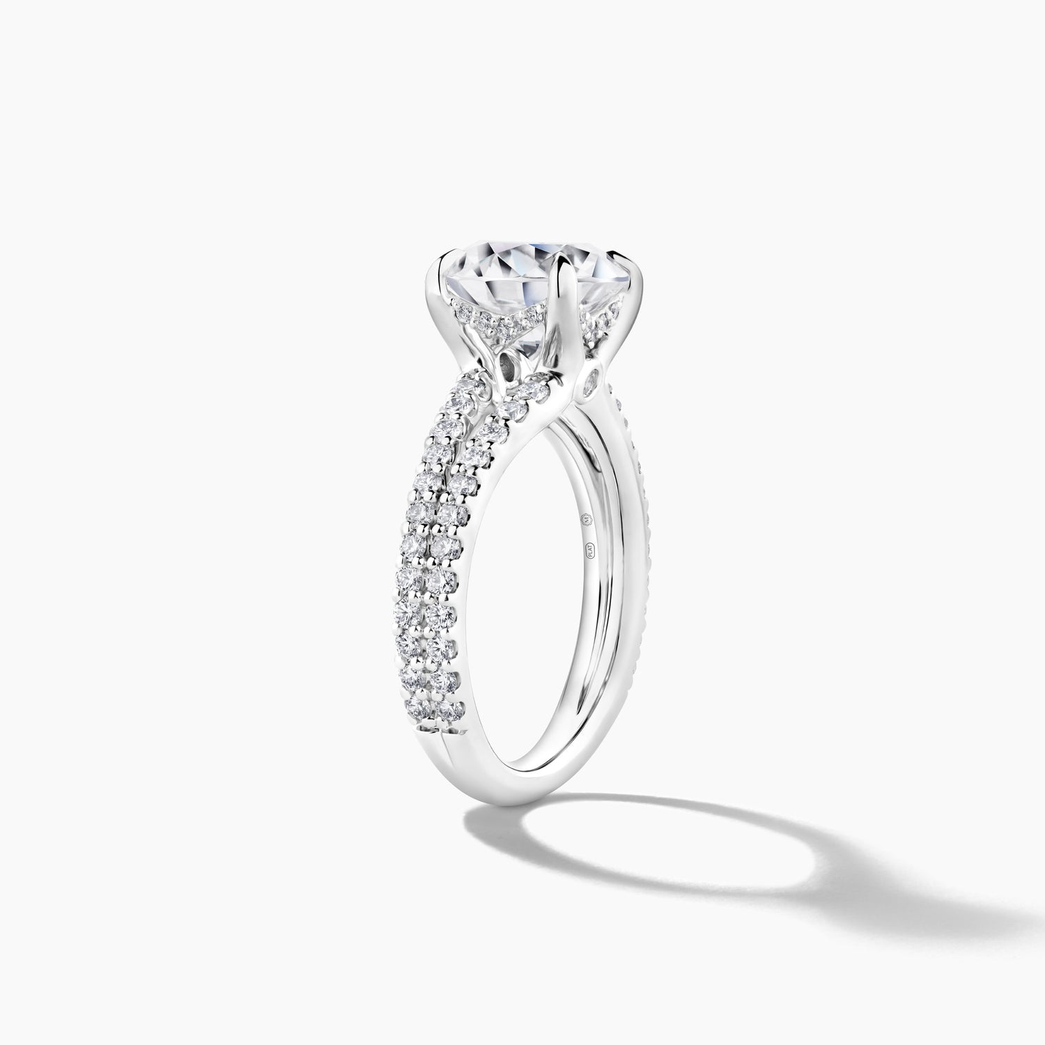 Platinum Diamond Bridge Engagement Mounting with Peek-a-boo Diamond Band