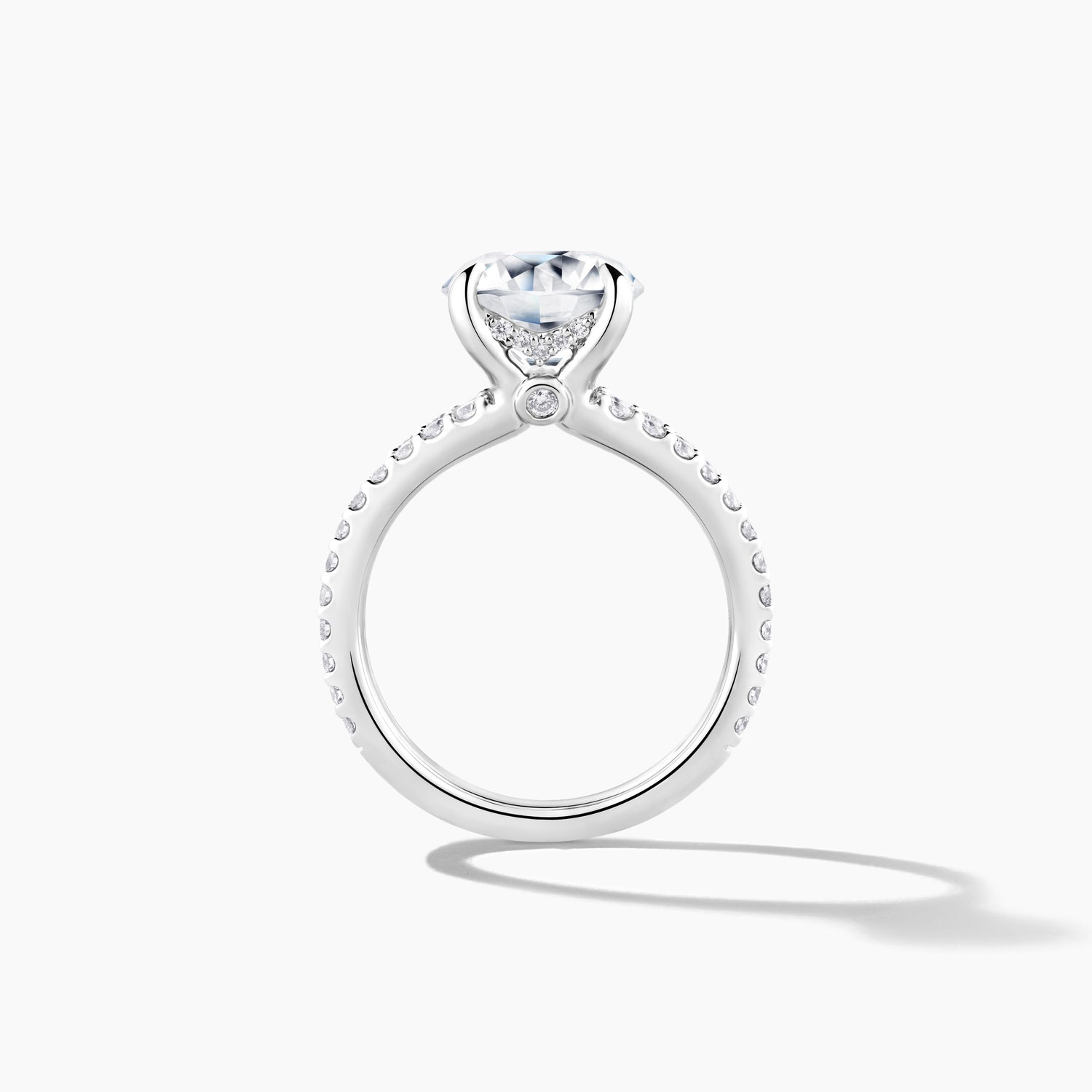 Platinum Diamond Bridge Engagement Mounting with Peek-a-boo Diamond Band