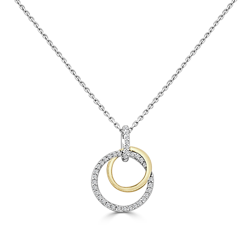 10 Karat Two-Tone Natural Diamond Round Shape Necklace 0.20