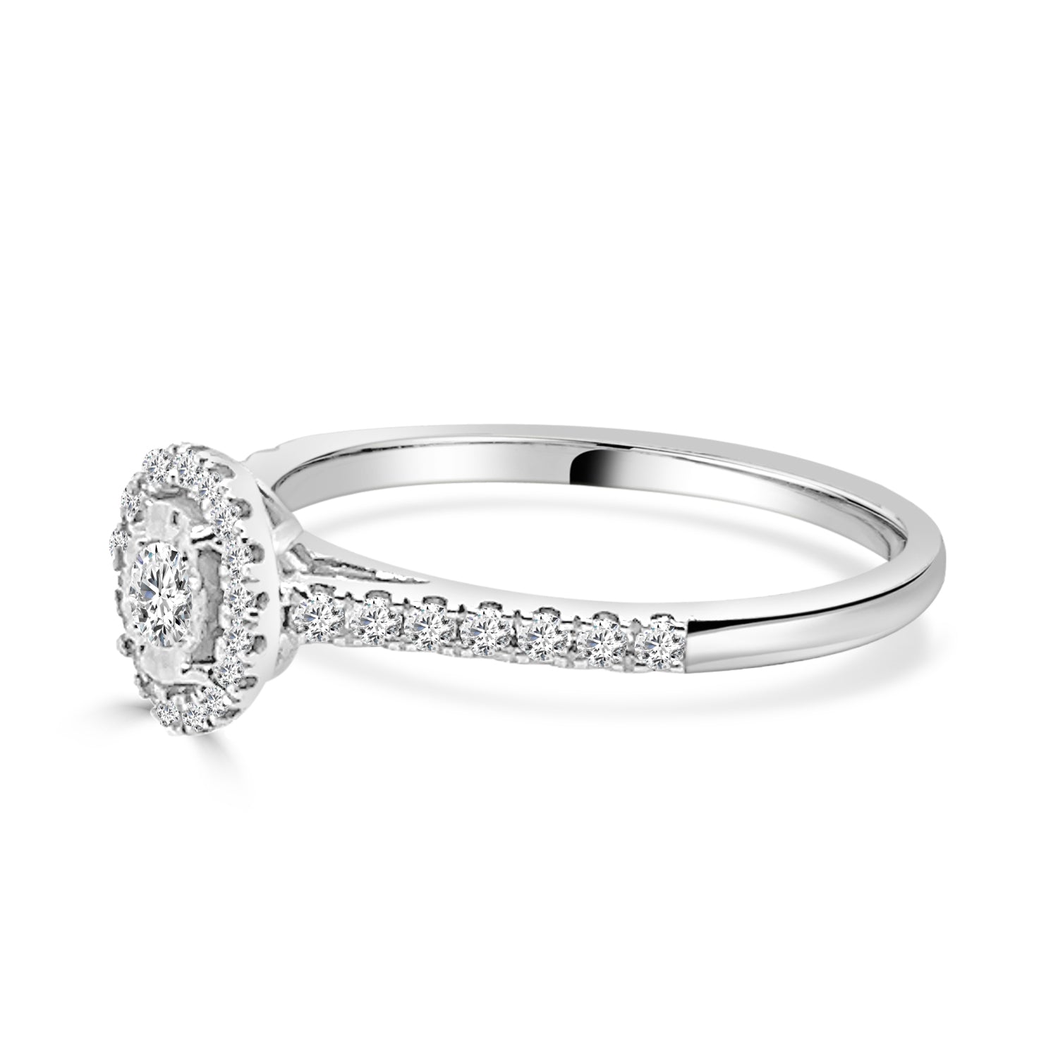 Oval Prong Set 0.25ct Natural Diamond Engagement Ring in 14K White Gold