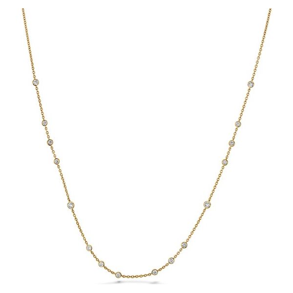18 Karat Yellow Gold Cascade Bezel Necklace with Natural Diamond (0.75 CT)