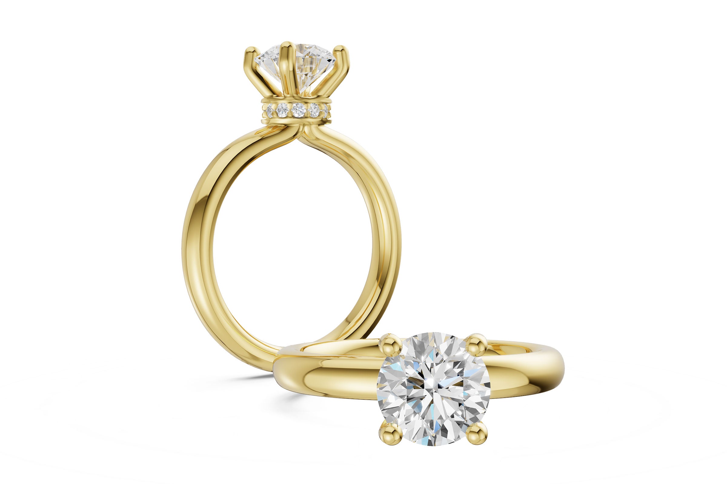 14K Yellow Gold Natural Diamond 0.09 ct Engagement Mounting