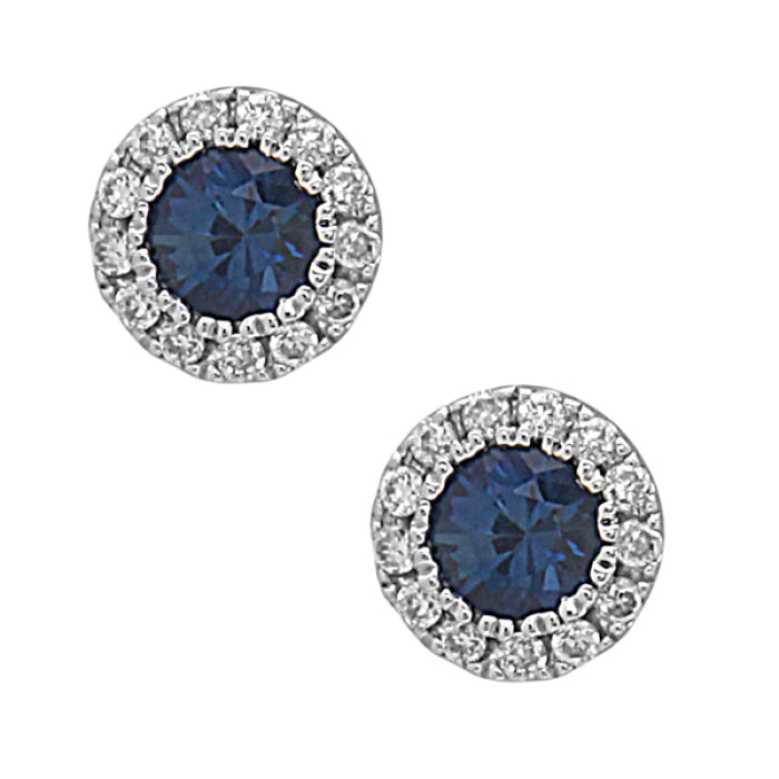Sapphire Sparkle: 14 Karat White Gold Earrings with 0.26 Carat Blue Sapphire