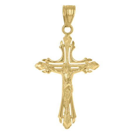 10 Karat Yellow Gold Fancy Crucifix Necklace