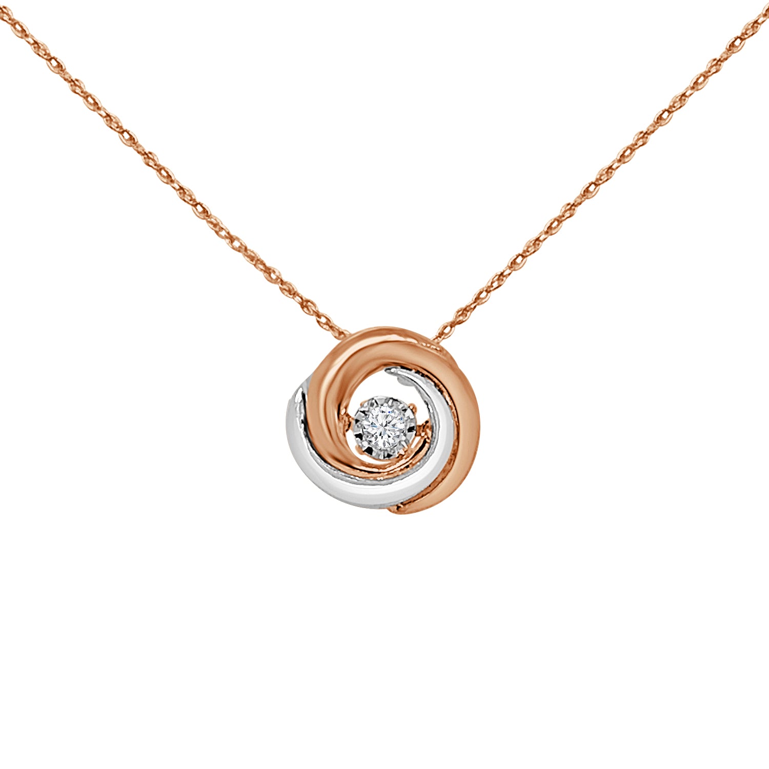 Round Intertwined Two-Tone Necklace with Natural Diamond 0.08 ctw in 10 Karat Gold