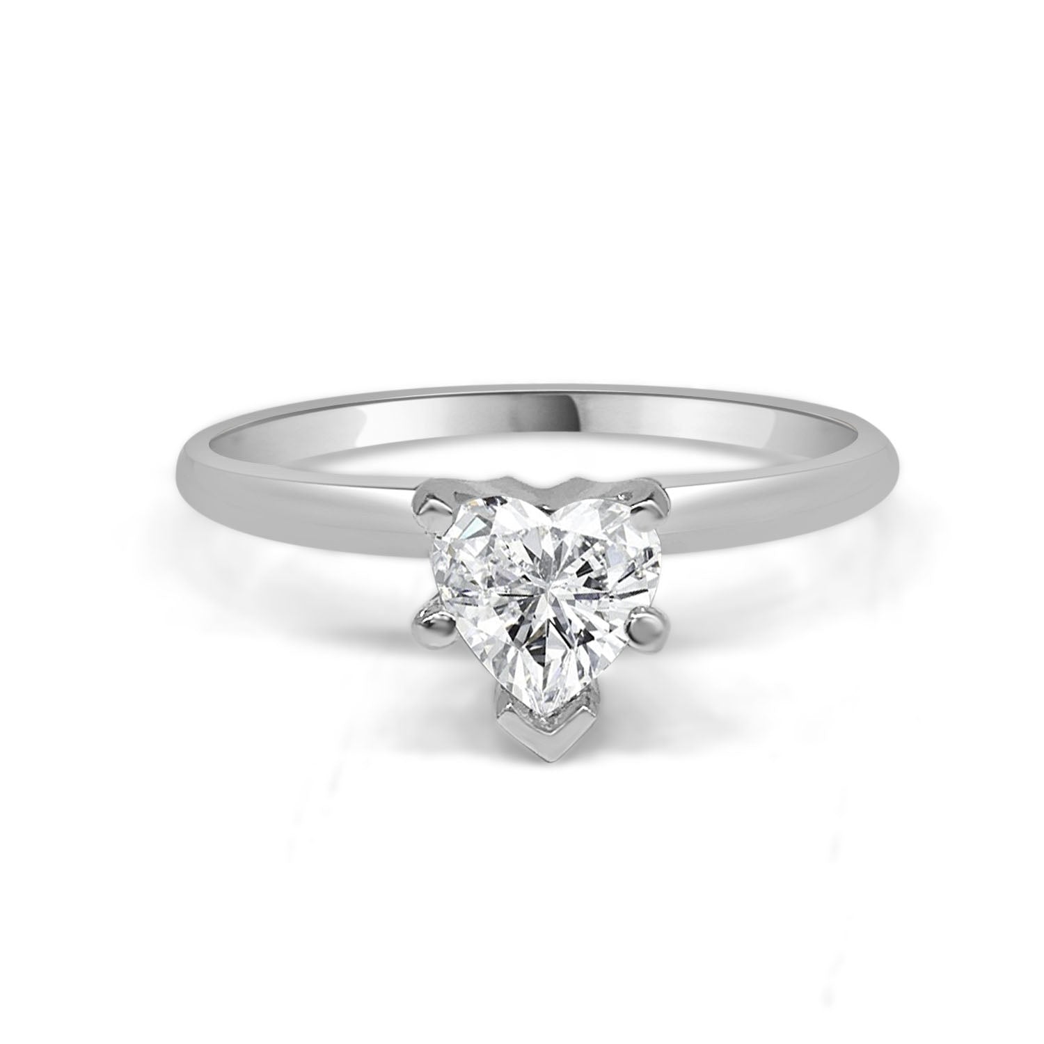 14K White Gold Heart Shape 0.50 Natural Diamond Engagement Ring