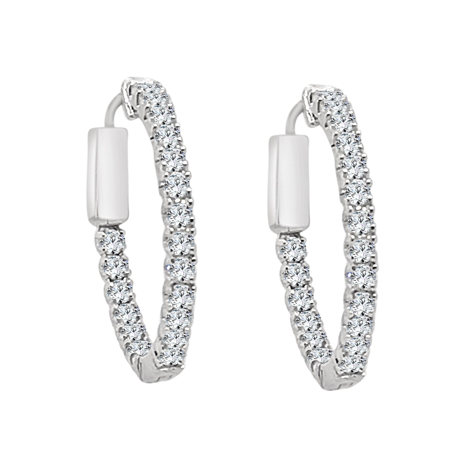 14 Karat White Gold Inside Out Earrings with Natural 0.75 Carat Diamond