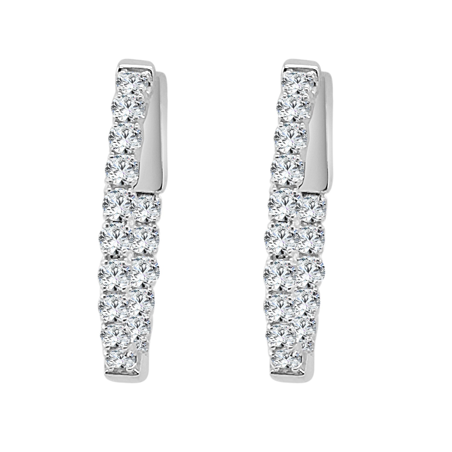 Oval Inside Out 1.50 ct Natural Diamond Earrings in 14K White Gold