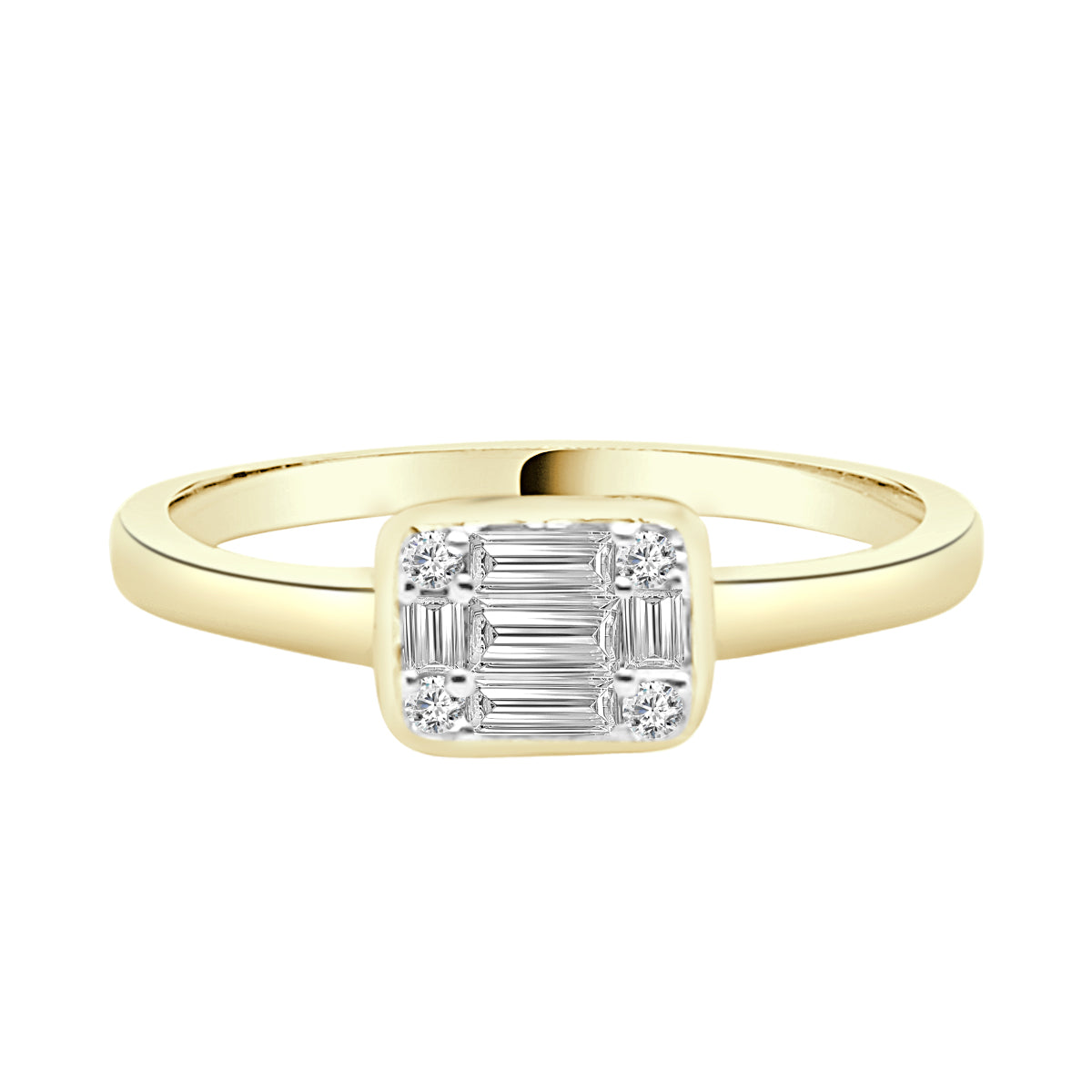 14 Karat Yellow Gold Mosaic Ring with Natural Diamond Accent - 0.24 ct