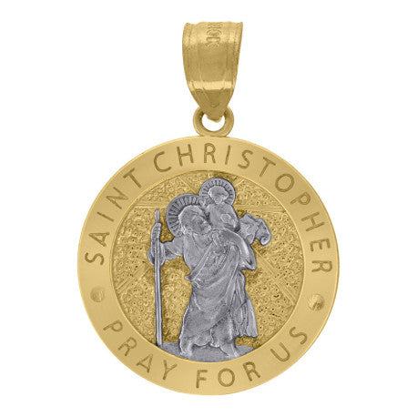 St. Christopher 10 Karat Two-Tone Necklace
