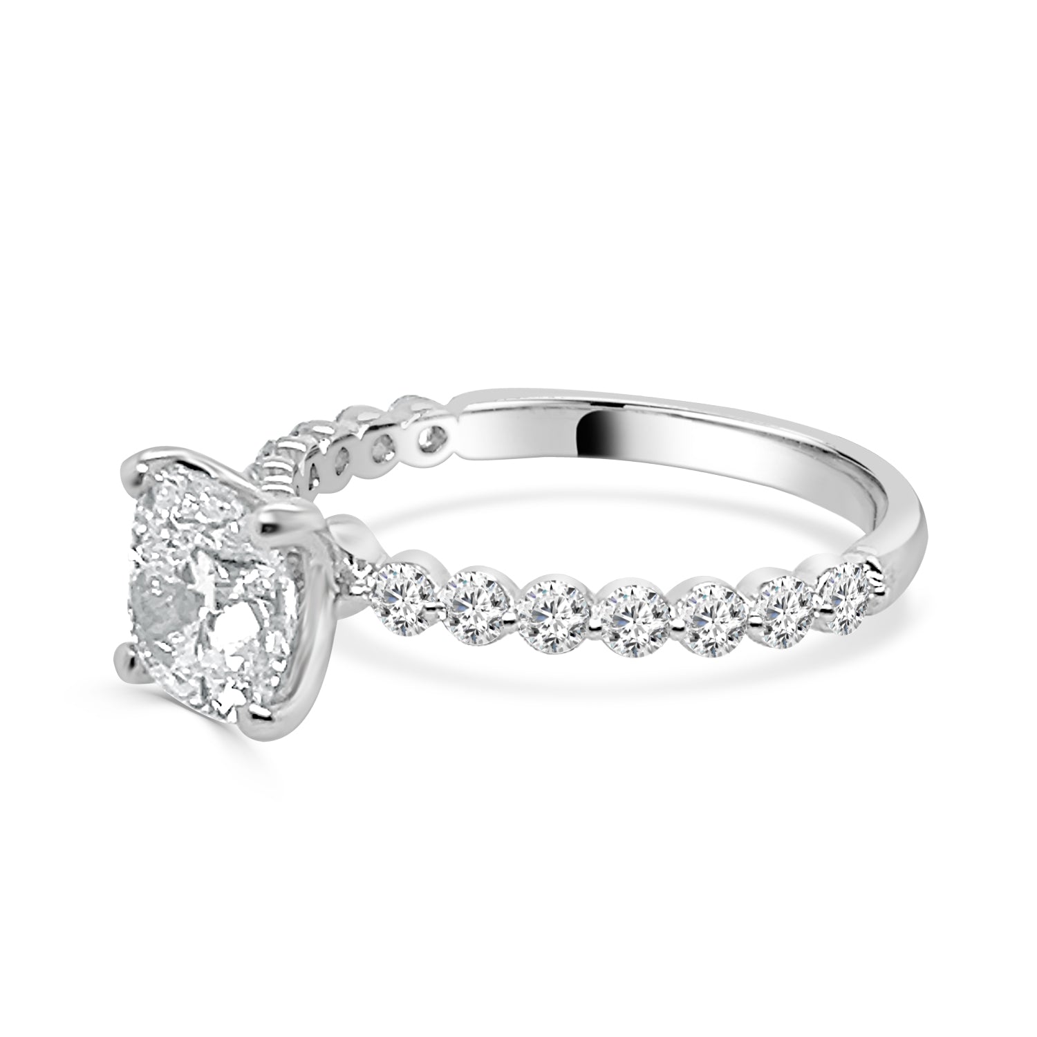 14K White Gold Cushion Cut Lab Diamond Engagement Ring (1.50ct)