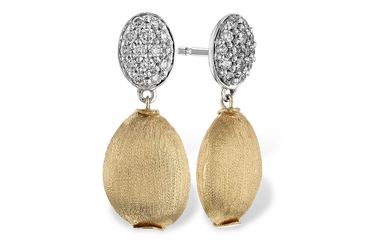 14K Two-Tone Satin Finish Earrings with Natural Diamond (0.33 ct)