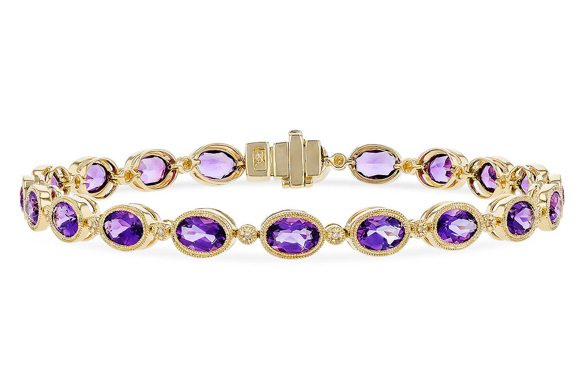 14 Karat Yellow Gold Oval Amethyst Bracelet - 6.86 Carats