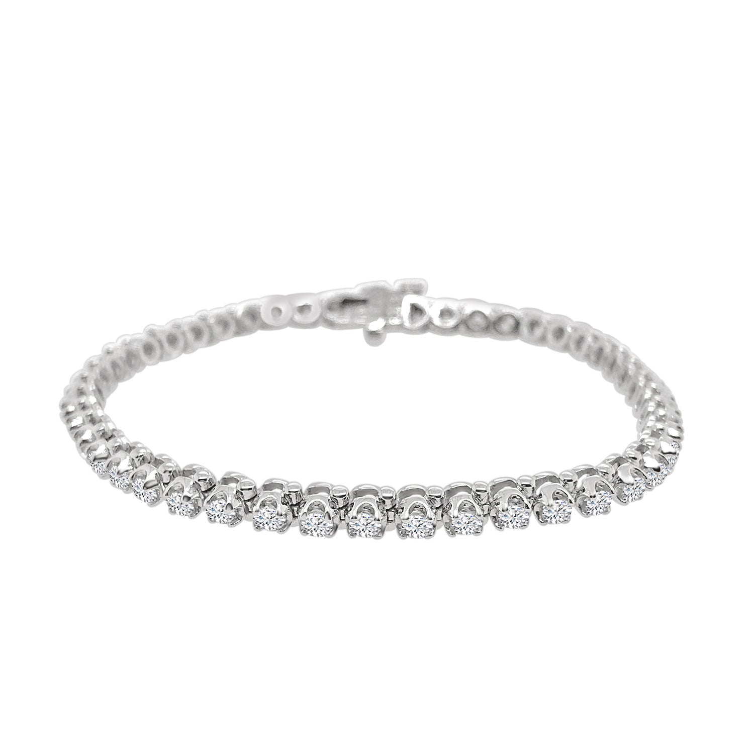 14K White Gold Diamond Bracelet with 2.95 Carat Natural Diamonds