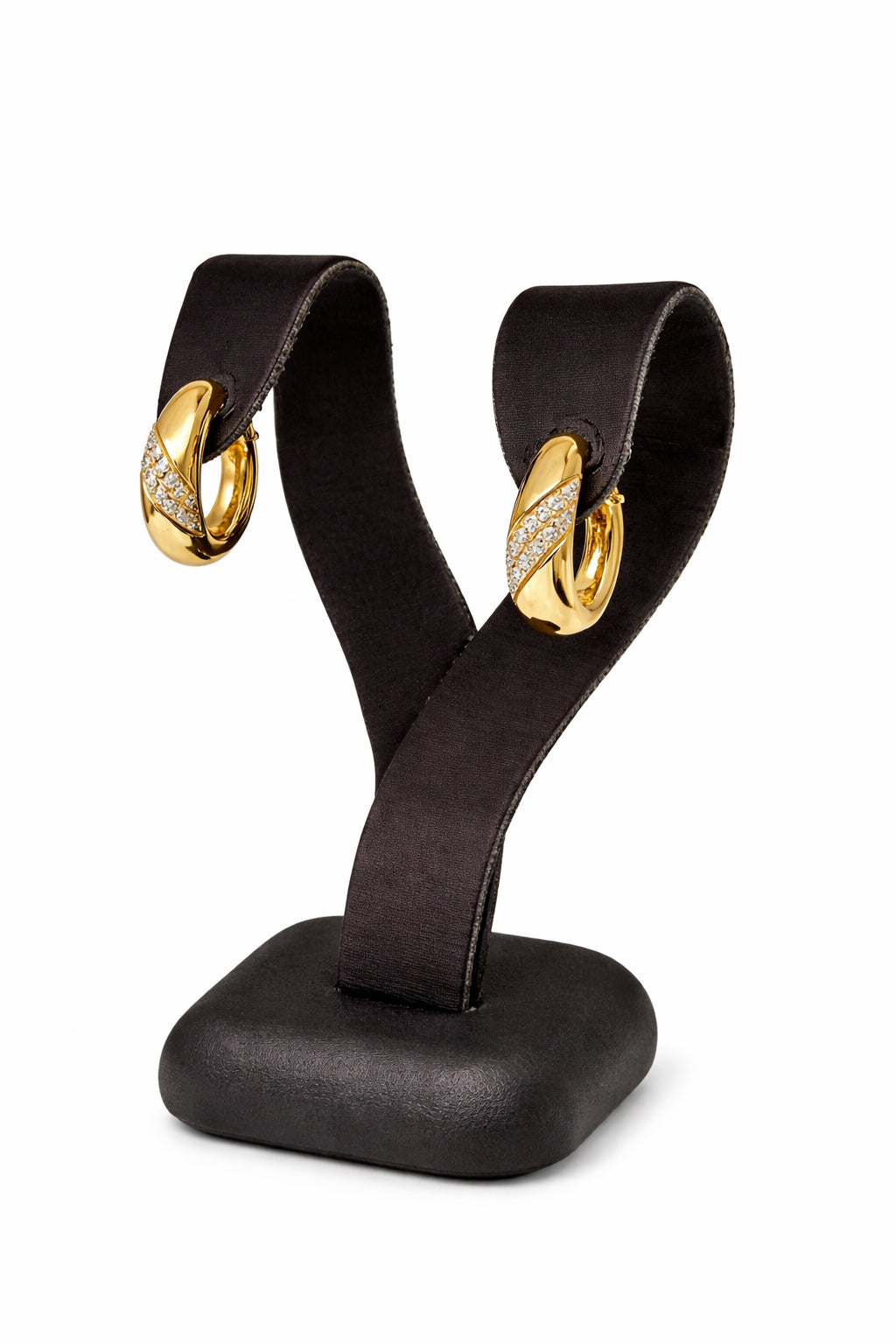 Double Row 10 Karat Yellow Gold Earrings with Natural Diamond - 0.21 Carat