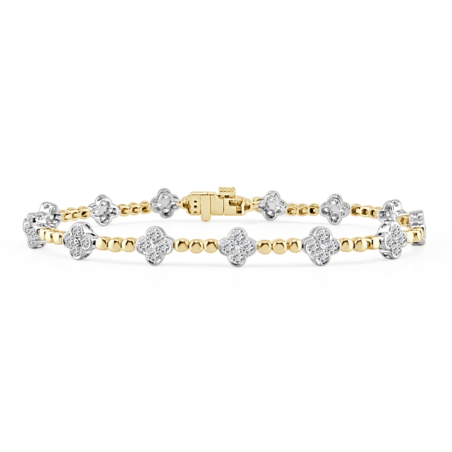 Two-Tone 14 Karat Gold Bracelet with 1.78 Carat Natural Diamond