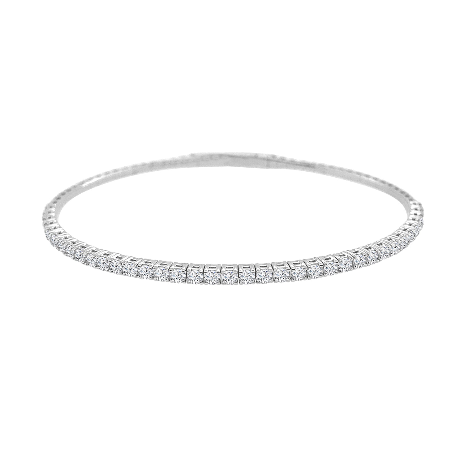 14 Karat White Gold Flex Bangle with Natural Diamond 0.96 Carats