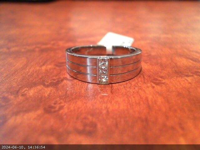 Three Stone 14 Karat White Gold Wedding Band with Natural Diamond (0.25 ct)