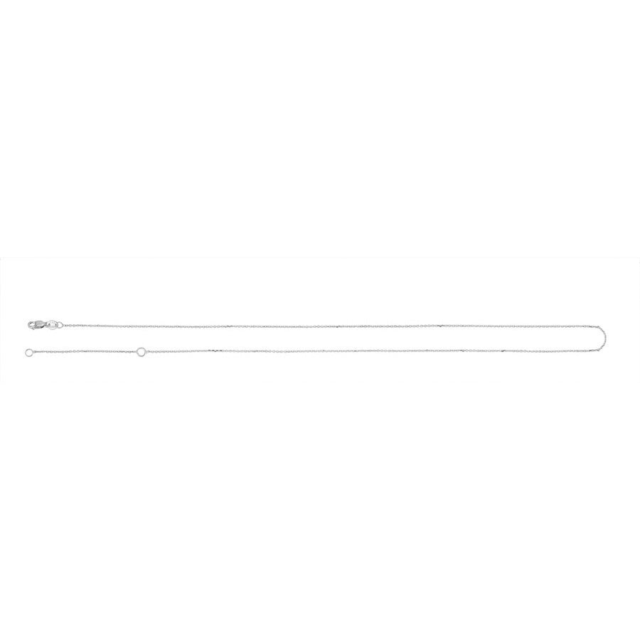 14 Karat White Gold Adjustable Diamond Cut Cable Chain