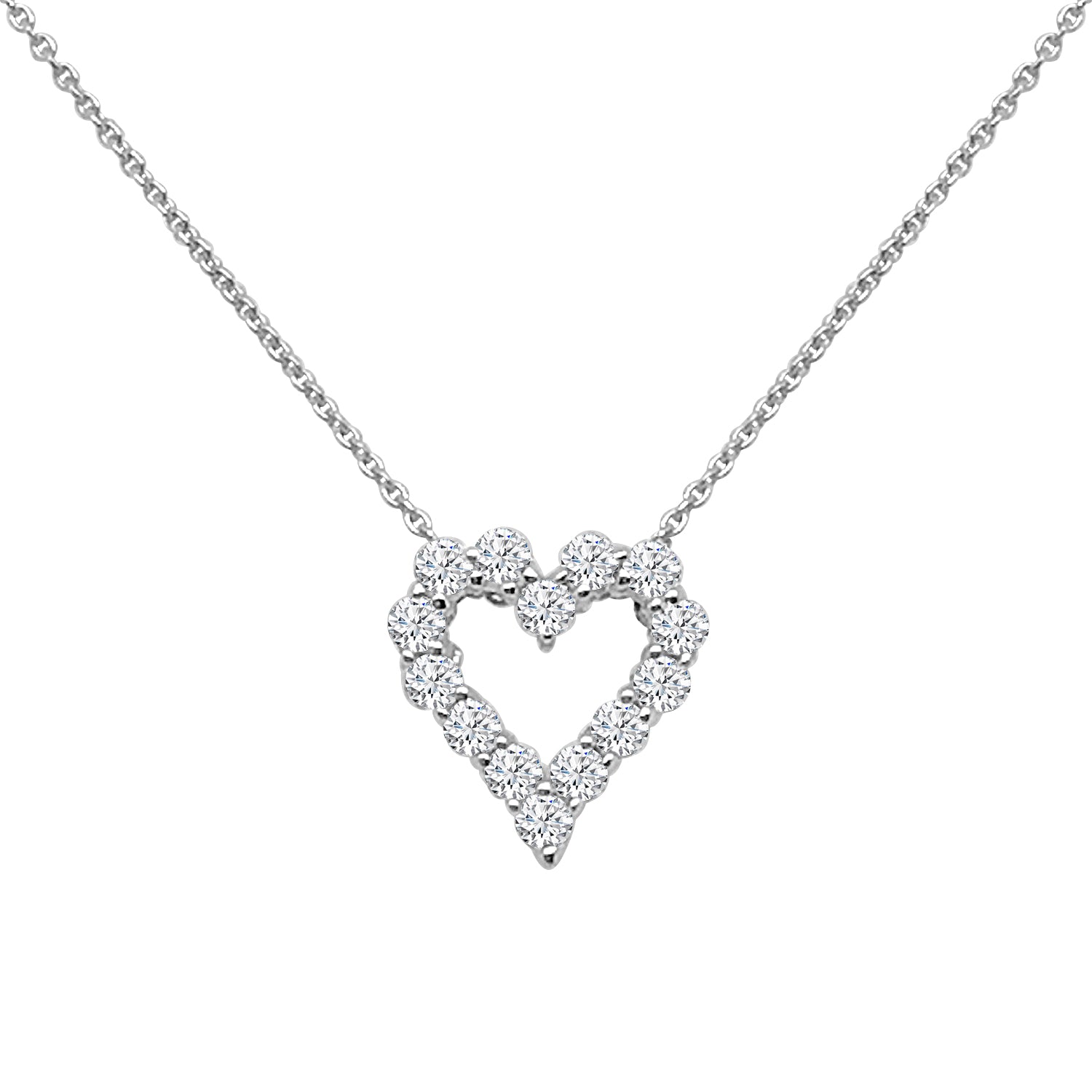 14K White Gold Shared Prong Necklace with 0.25 ct Natural Diamond