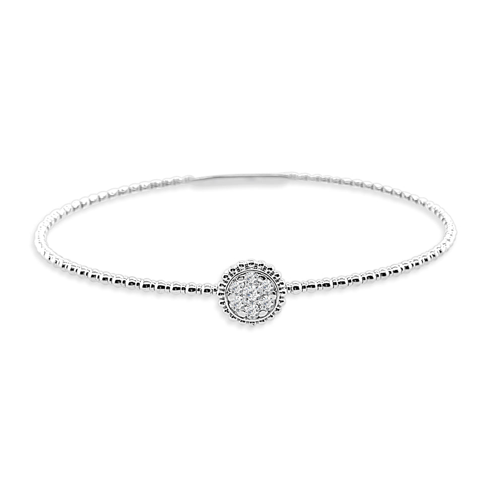 Dazzling Diamond Cluster Flex Bangle in 14 Karat White Gold - Natural Diamond, Round Shape 0.29ct