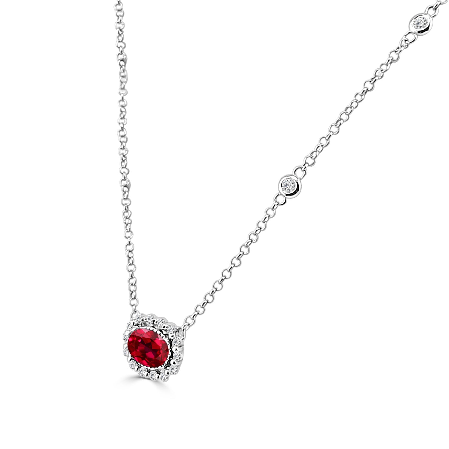 Ruby and 14 Karat Yellow Gold Necklace with 0.86 Carats of Sparkling Elegance