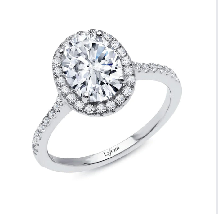 Oval Halo Lassaire Ring in Platinum Coated Sterling Silver - 2.26 Carats