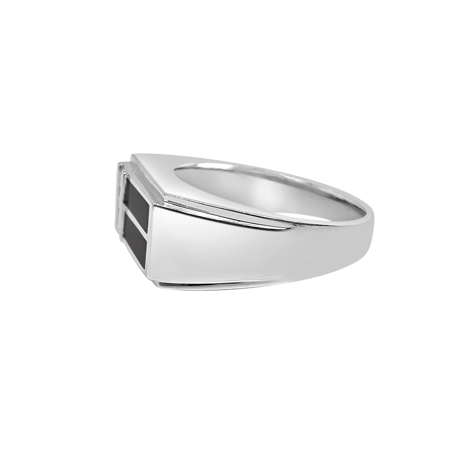 Enamel Rectangle Top Diamond Ring in 14K White Gold - 0.12 ct