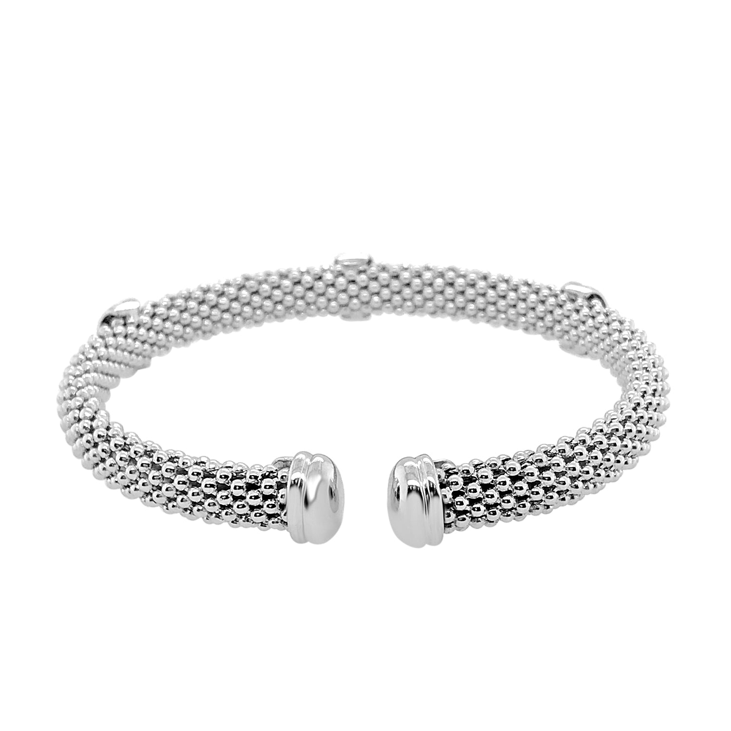 Sterling Silver Popcorn Cuff Bangle