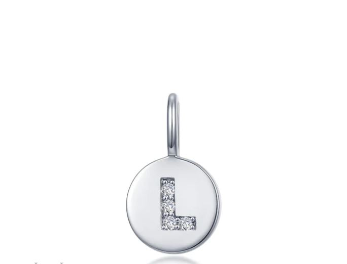 Platinum Coated Sterling Silver Letter L Necklace with Lassaire Sparkle