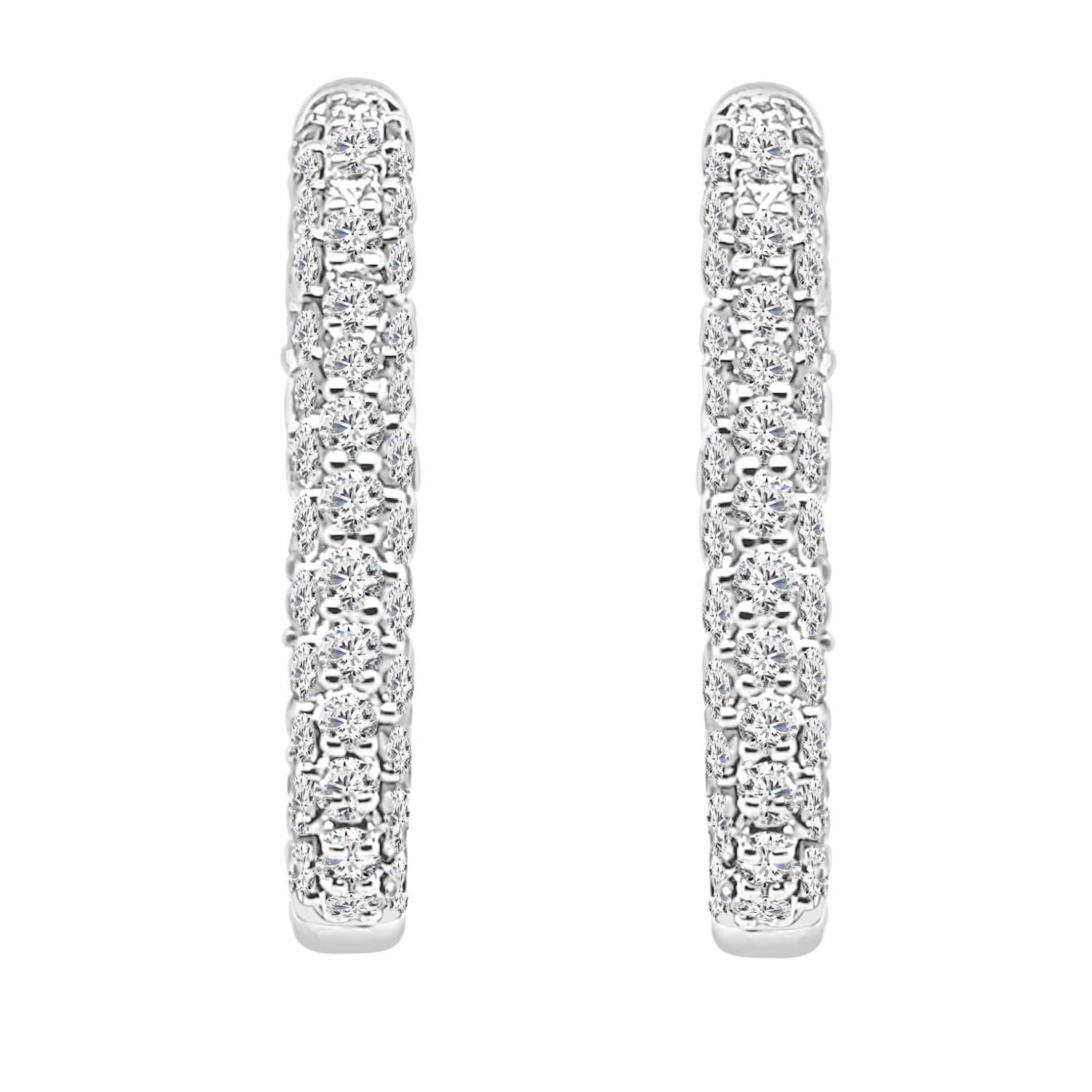 Sparkling 14 Karat White Gold Small Pave Diamond Earrings (0.52 ct)