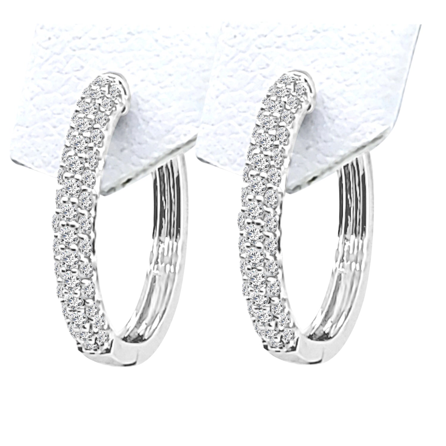 Sparkling 14 Karat White Gold Small Pave Diamond Earrings (0.52 ct)